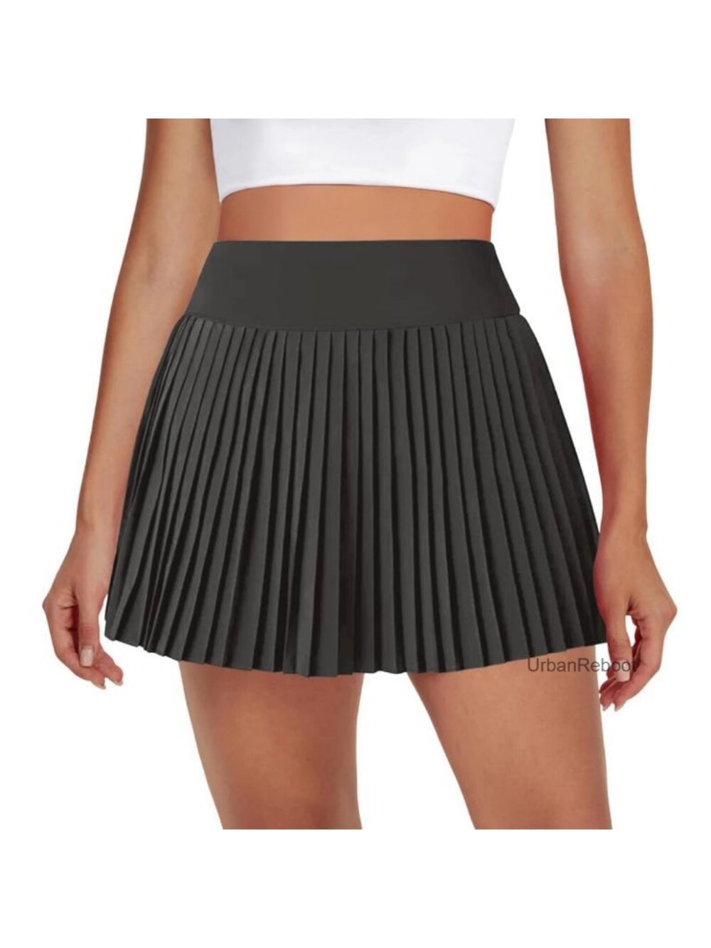 High Waisted Pleated Tennis Skort with Pockets Polyester Spandex